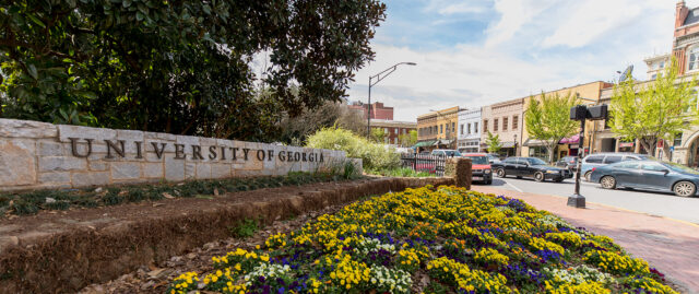 an outdoor sign for the University of Georgia